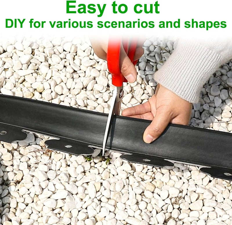 JERIA 2 Inch Tall 33 FT Garden Edging Kit with 45pcs Spikes, Plastic Edging for Landscaping - Image 3